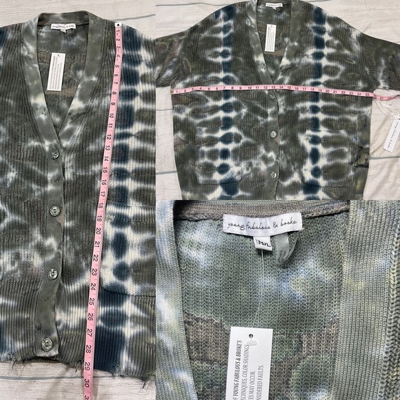 Young Fabulous & Broke Cardigan Sweater Distressed Tie Dye Knit Button Front NEW - Picture 15 of 15